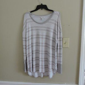 New Liz Claiborne Women Grey Striped Top XL